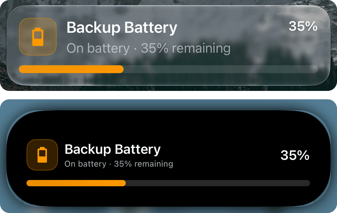 Akku-Live-Activity mit abnehmendem Balken